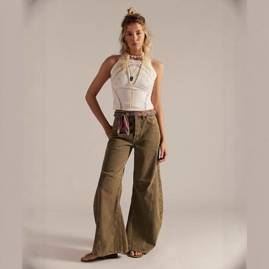 Women's Early Autumn Retro High Waist Wide Jeans