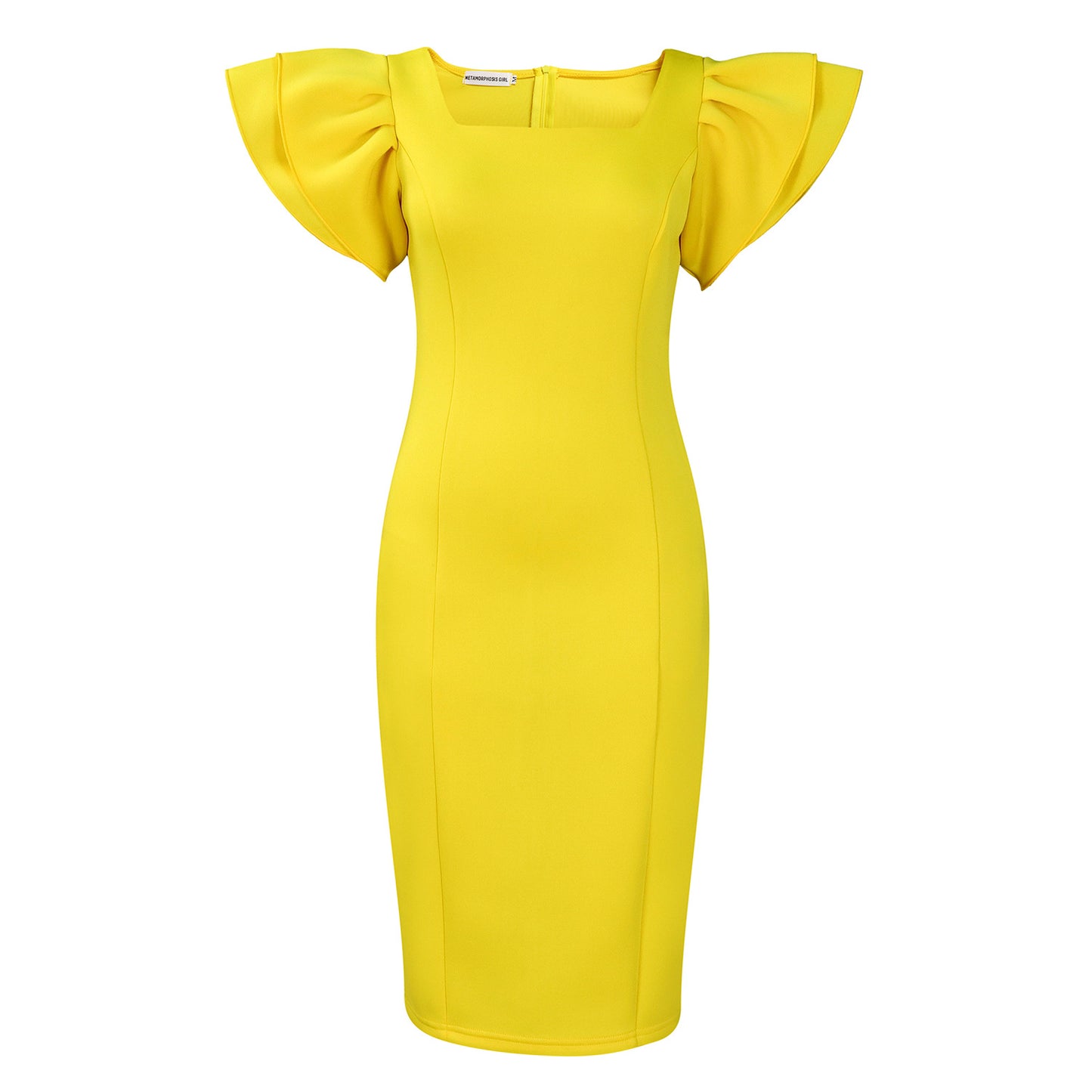 Women's Temperament Commute Square Collar Ruffle Sleeve Dresses