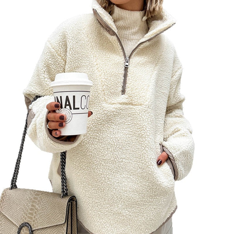Women's Plush Loose Lapel Pullover Fashion Polar Sweaters
