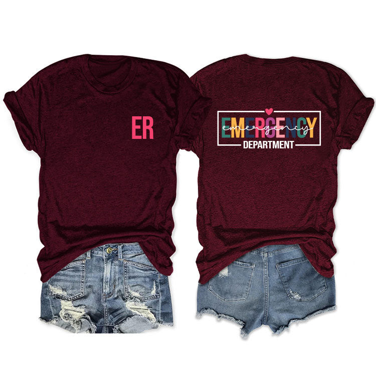 Double-sided Printed Short-sleeved Lettered Casual T-shirt Blouses