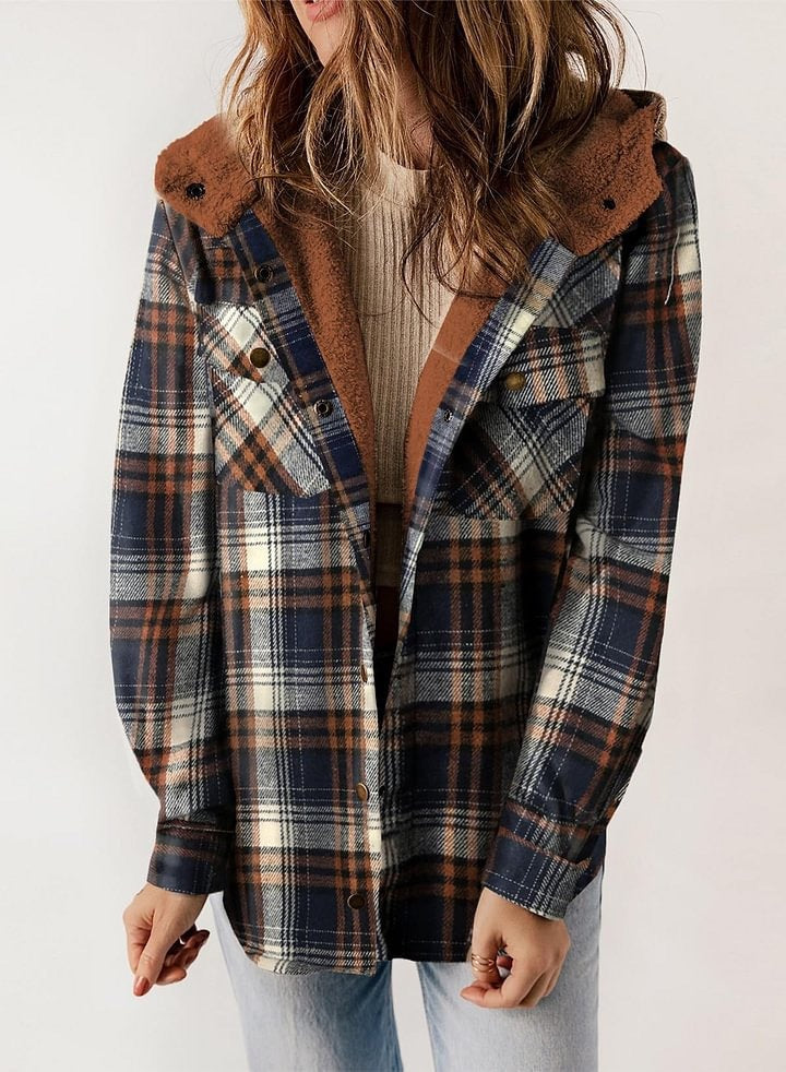 Women's Hooded Lamb Wool Thickened Fleece-lined Casual Blouses