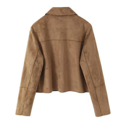Women's Autumn Casual Simple Suede Effect Long Jackets