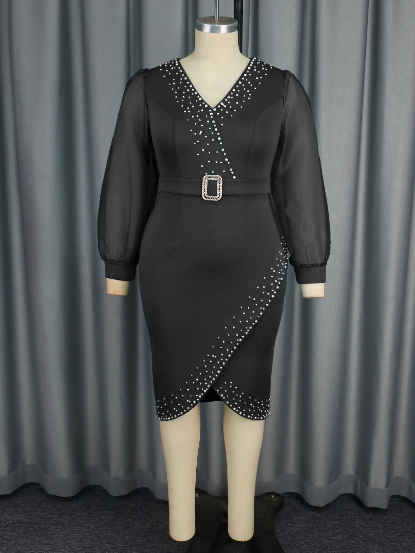 Women's Fashion Puff Sleeve Dress High Waist Dresses