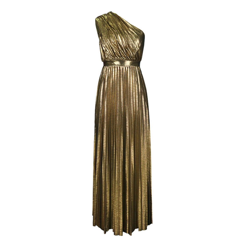 Backless Pleated High Waist Side Zipper Large Dresses