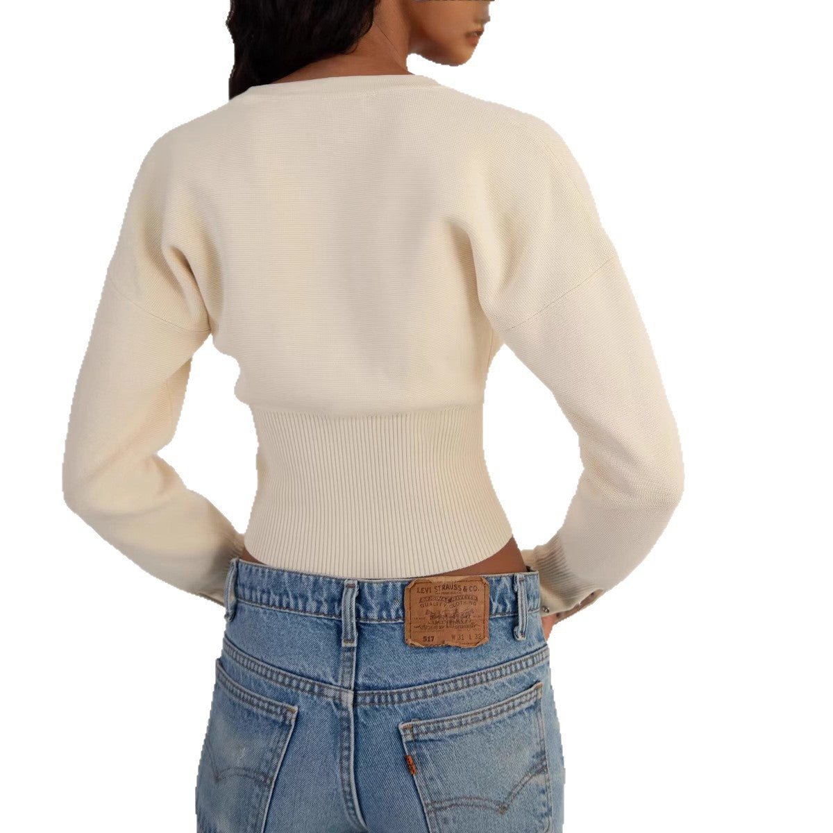 Women's High Waist Round Neck Single-breasted Sweaters