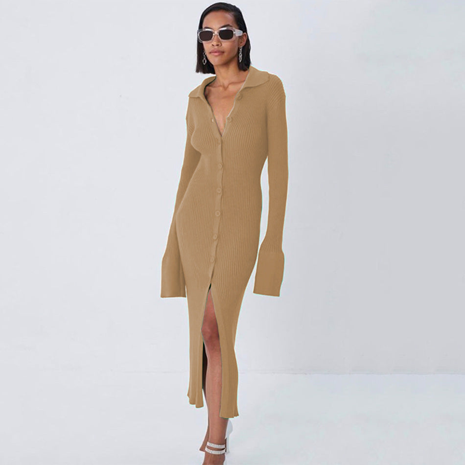 Women's Extended Long Sleeve Flared Sleeves Dress Knitwear