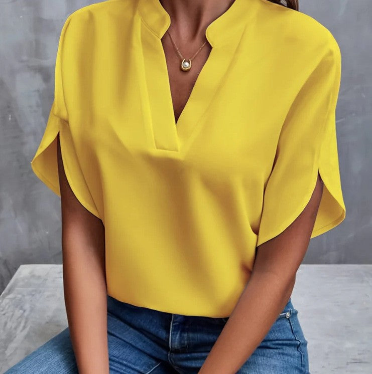 Women's Summer Casual Solid Color Loose Shirt Blouses