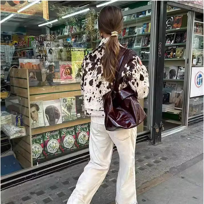 Women's Versatile Charming Lapel Print Shirt Jackets
