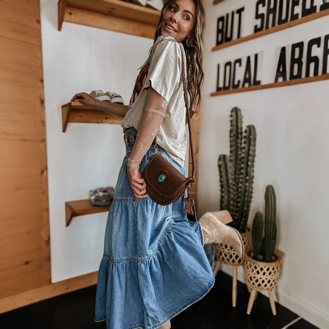 New Attractive Bohemian Layered Cake Denim Skirts