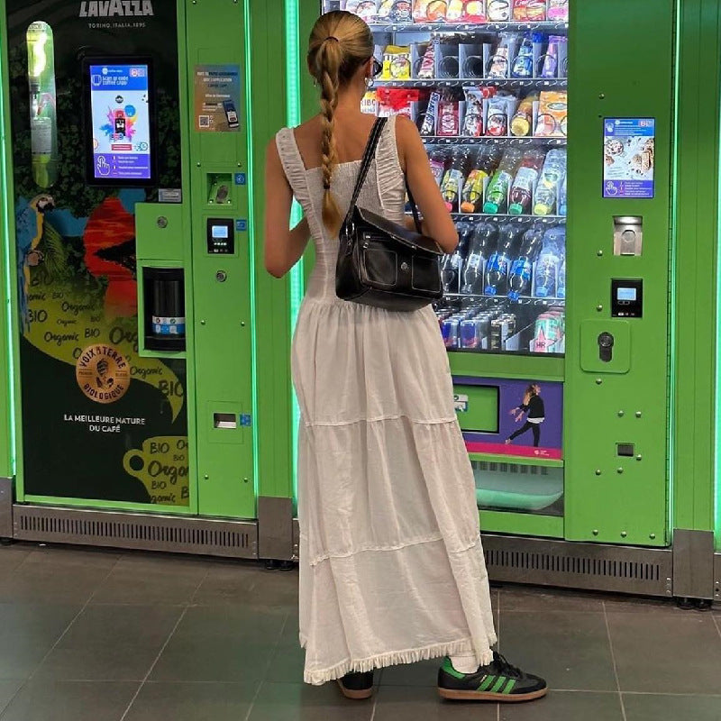 Women's Sexy White Pure Desire Dress Summer Pleated Temperament Dresses