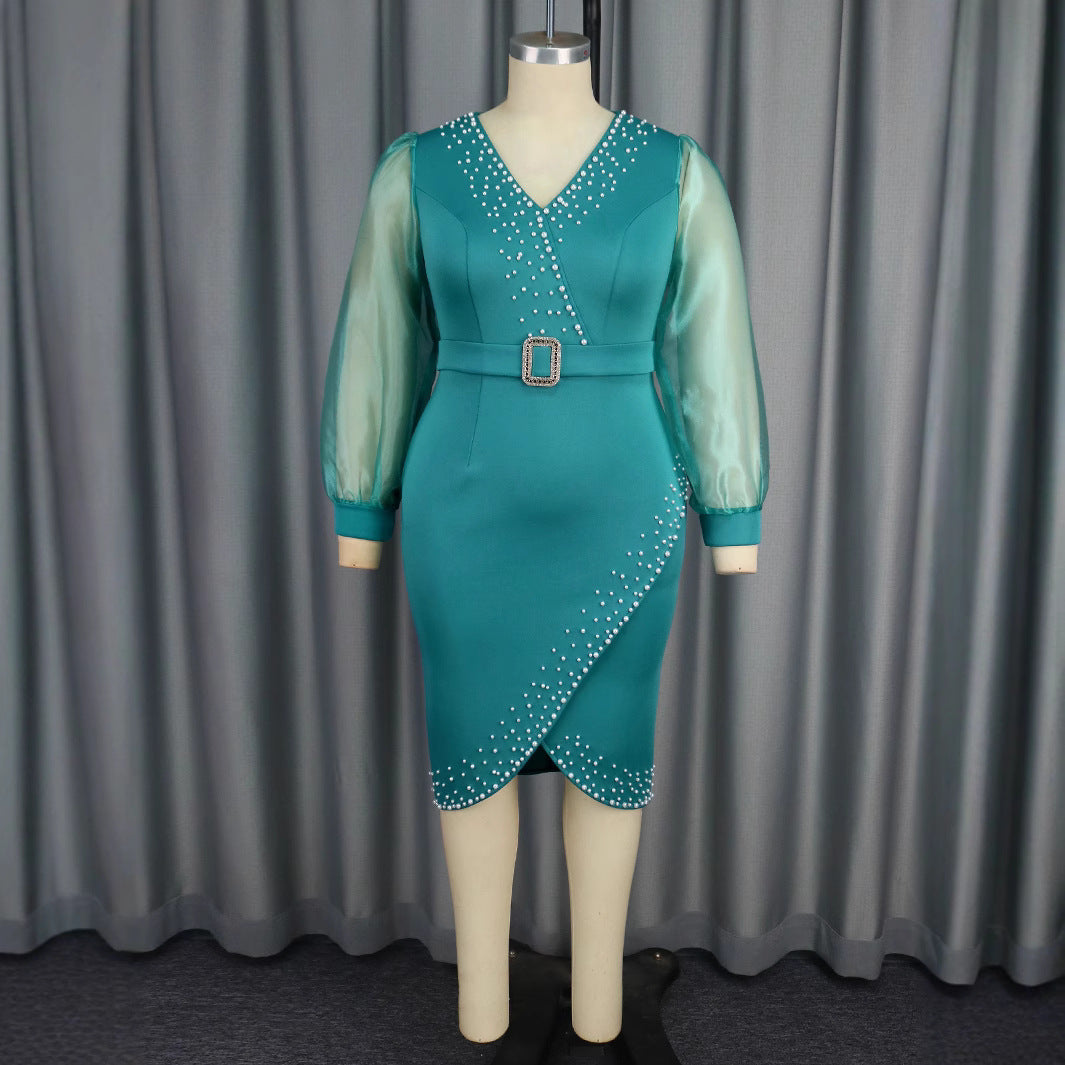 Women's Fashion Puff Sleeve Dress High Waist Dresses