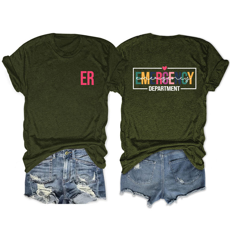Double-sided Printed Short-sleeved Lettered Casual T-shirt Blouses