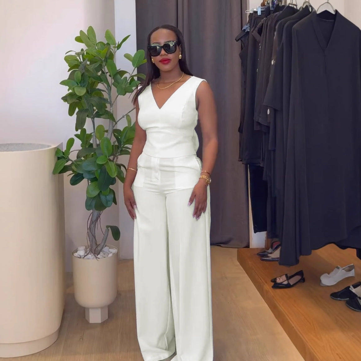 Elegant Knitted Stretch Backless Bow Decorative Jumpsuits