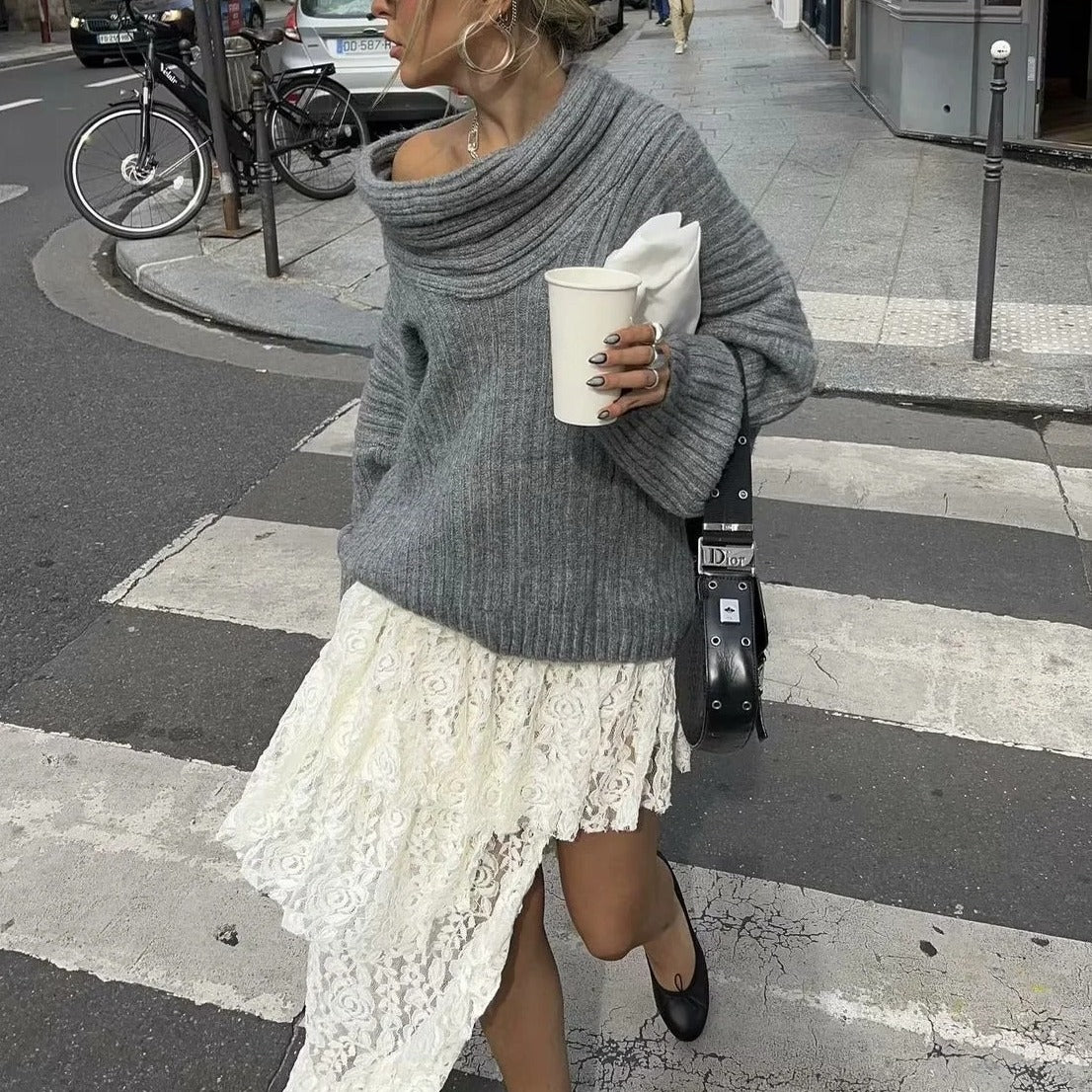 Women's Design Sense Sexy Thickened Jumper Winter Loose Knitwear