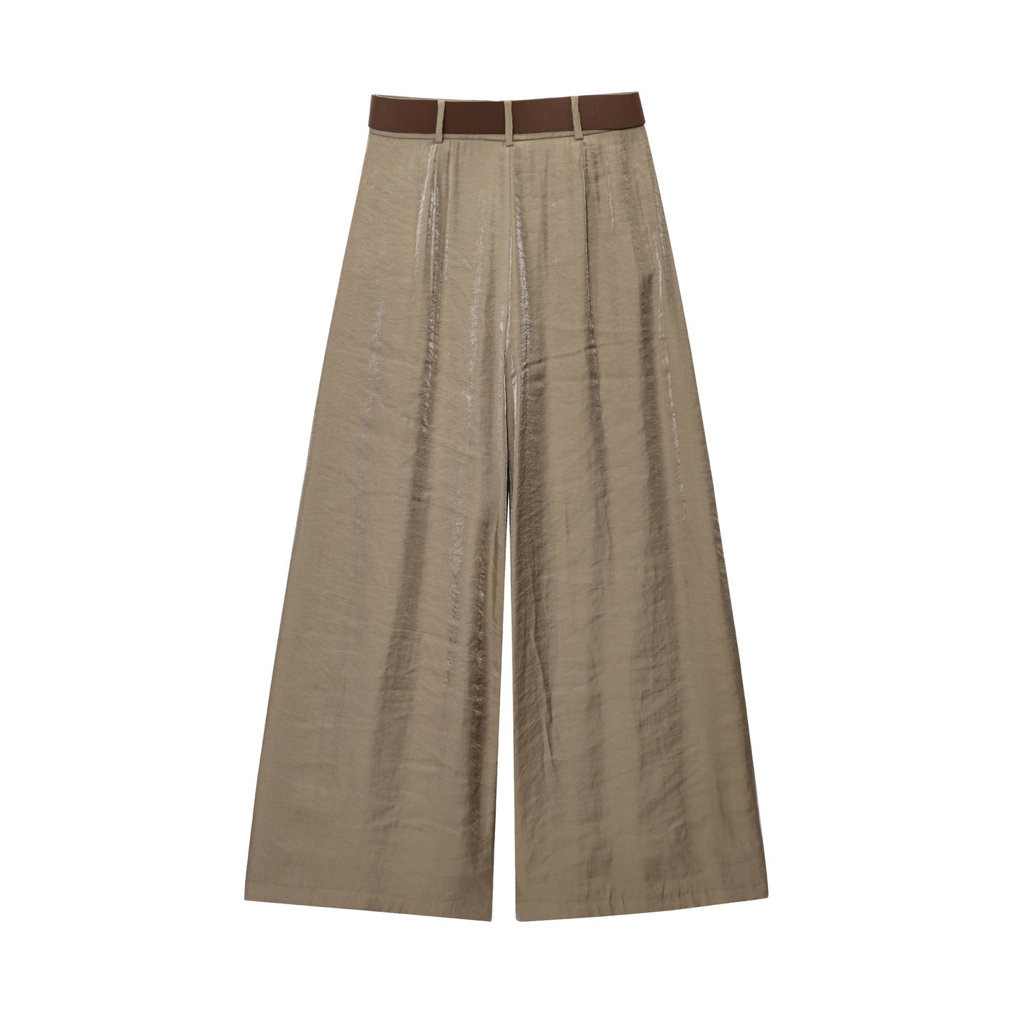 Women's Autumn Fashion With Belt Silk Satin Pants
