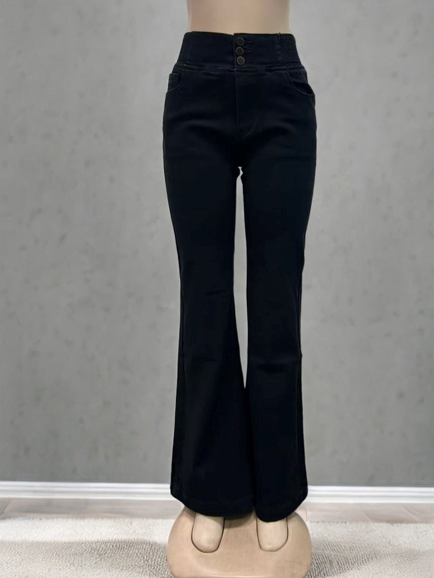 Elastic Waistband High Waist Stretch Light Jeans