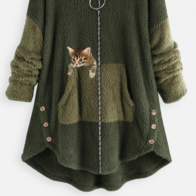 Women's Street Hipster Zipper Style Personality Leopard Coats