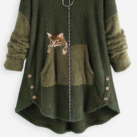 Women's Street Hipster Zipper Style Personality Leopard Coats