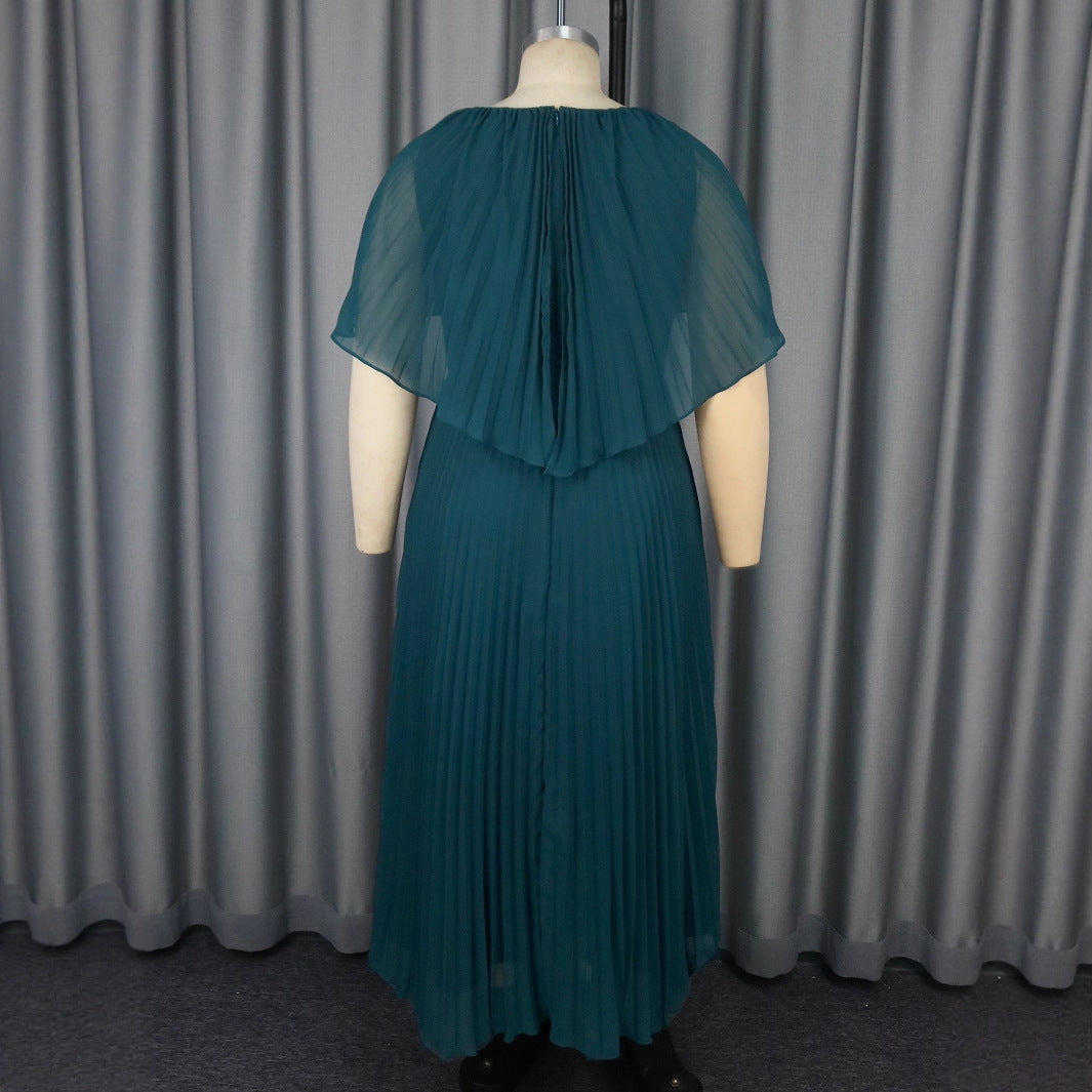 Neck Cape Sleeve Dress Fashionable Elegant Skirts