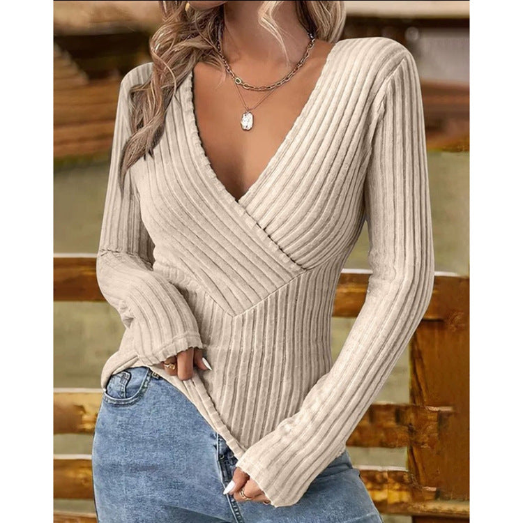 Women's Style Elegant Pullover Long Sleeve Bottoming Blouses