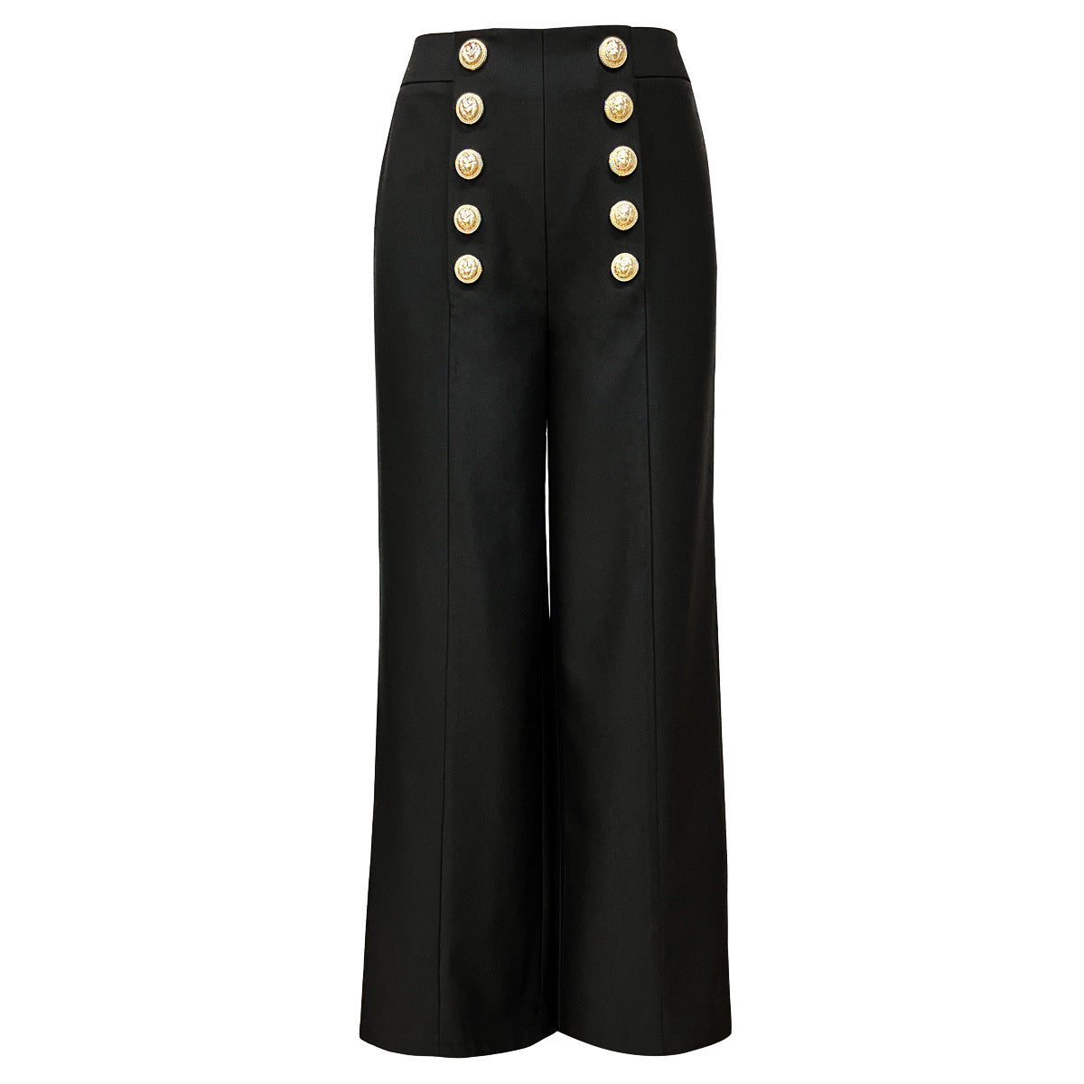 Women's Breasted Rivet Hidden Hook Baggy Straight Pants