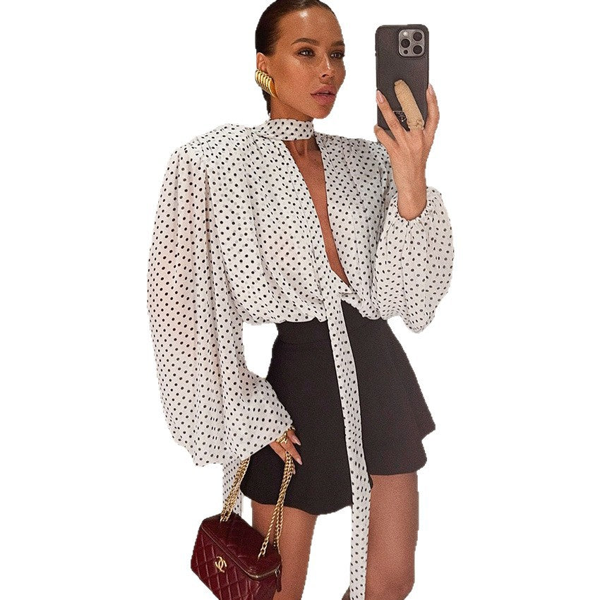 Women's Polka Dot Shirt Design Sense Graceful Blouses