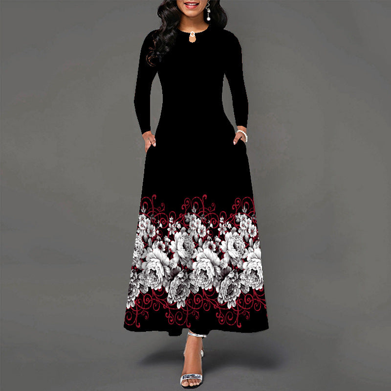 Women's Dress Loose Long Sleeve High Waist Dresses