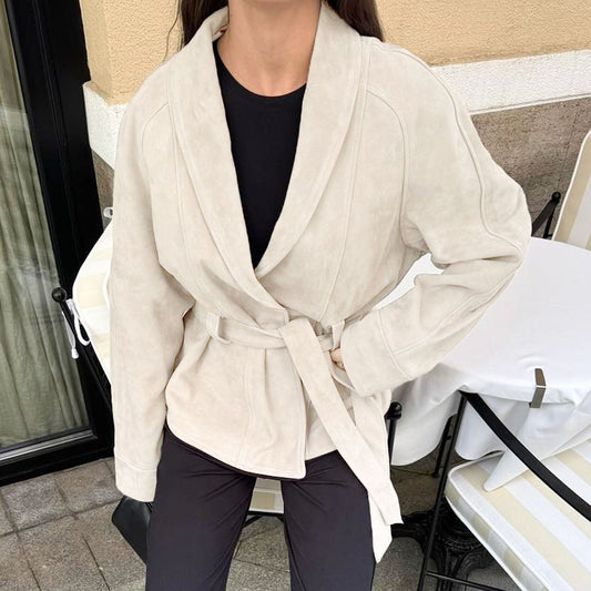 Women's Retro Suede Long-sleeved Brushed Veet Design Jackets