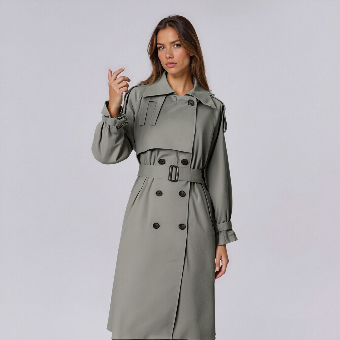 Women's Long Sleeve Solid Color British Autumn Fashion Elegant Waist Coats