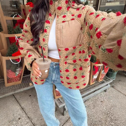 Women's Street Fashion Jacquard Polar Fleece Coats