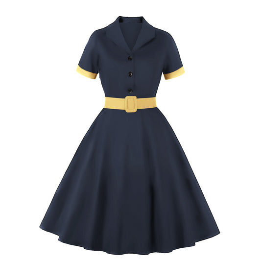 Hepburn Style Court Dress British Plaid Dresses