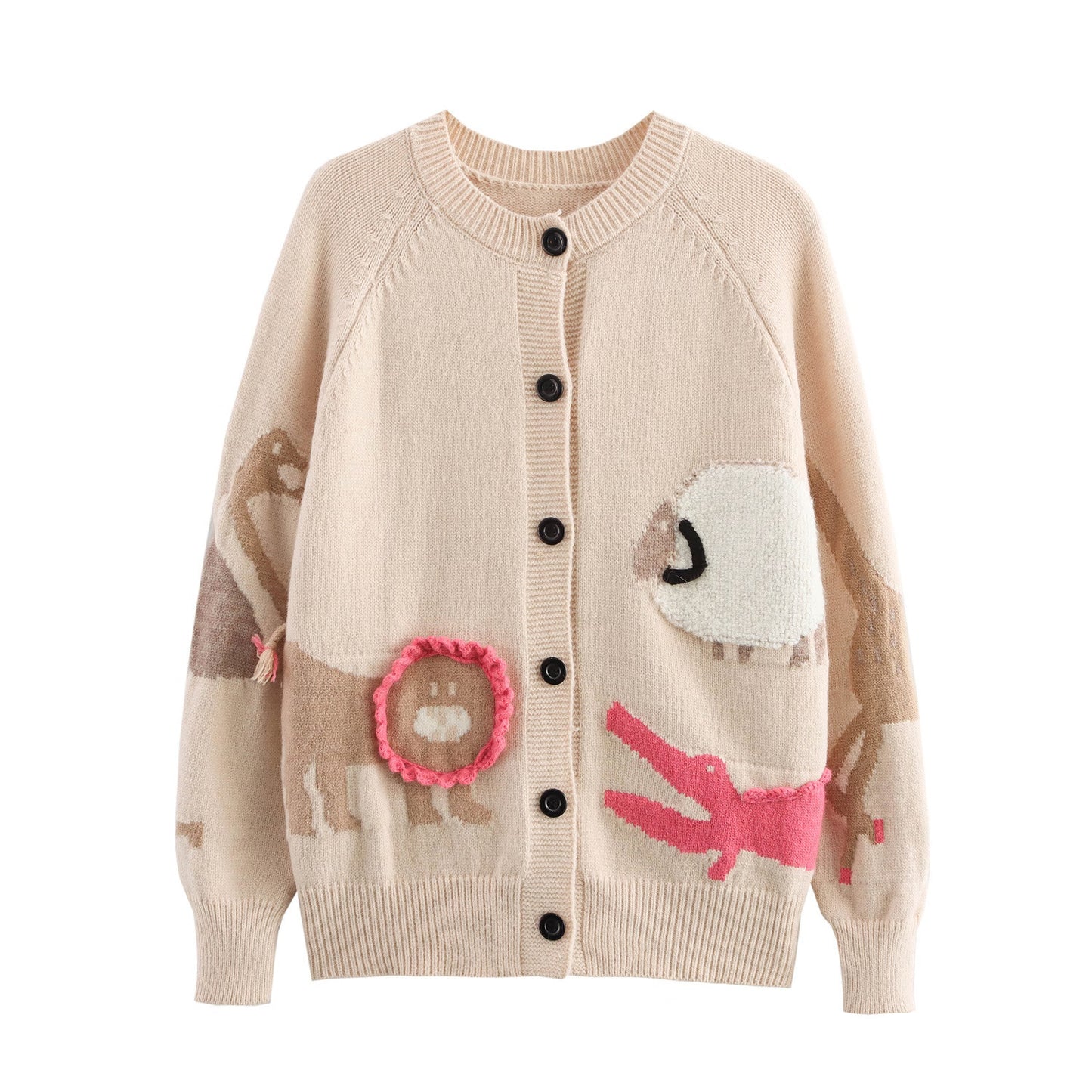 Women's Animal Three-dimensional Jacquard Round Neck Knitted Knitwear