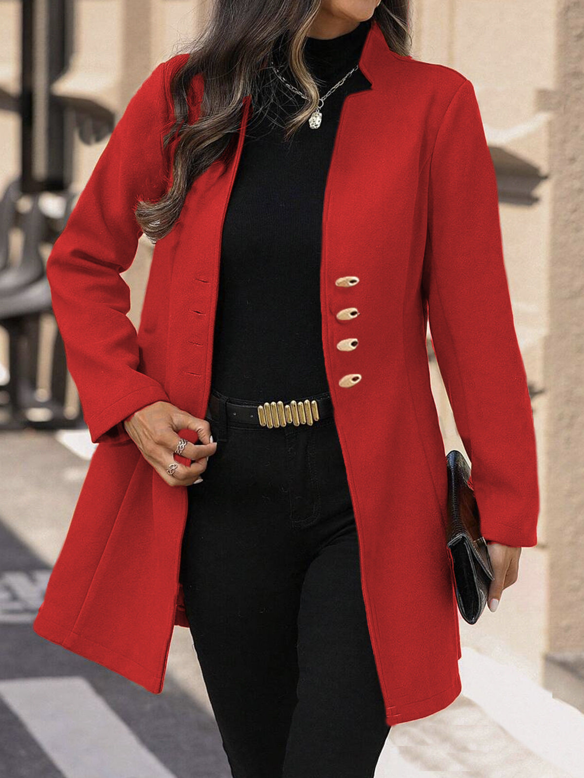 Women's Korean Style Lapel Slimming Solid Color Coats