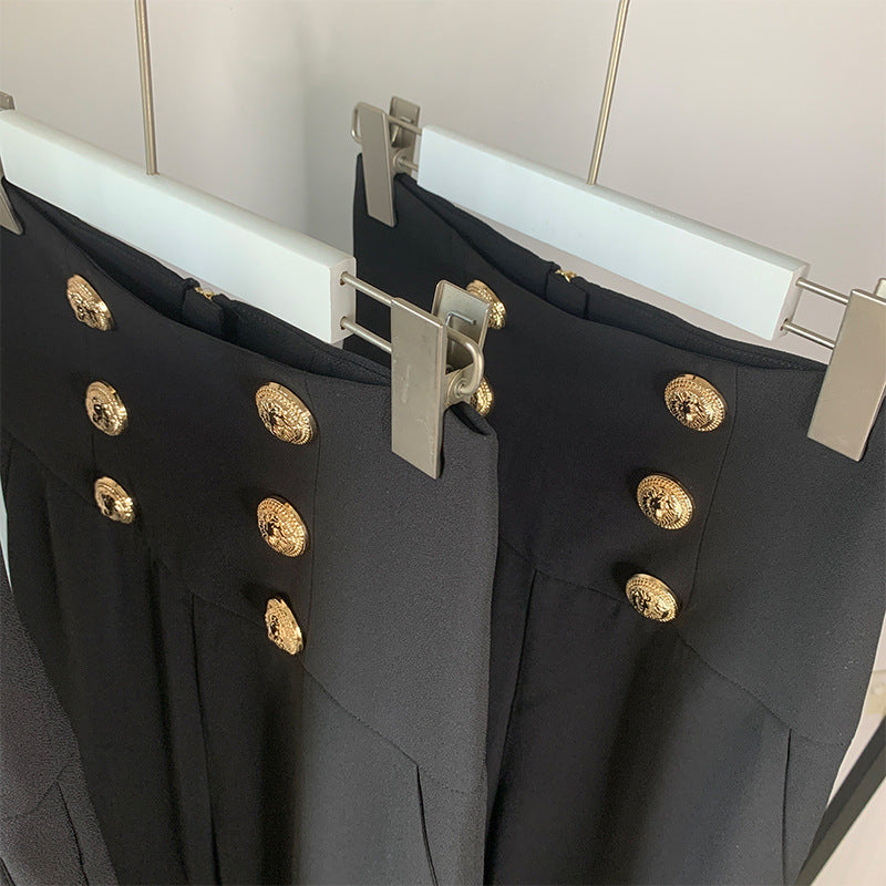 High Waist Flared Draping Long Casual Pants