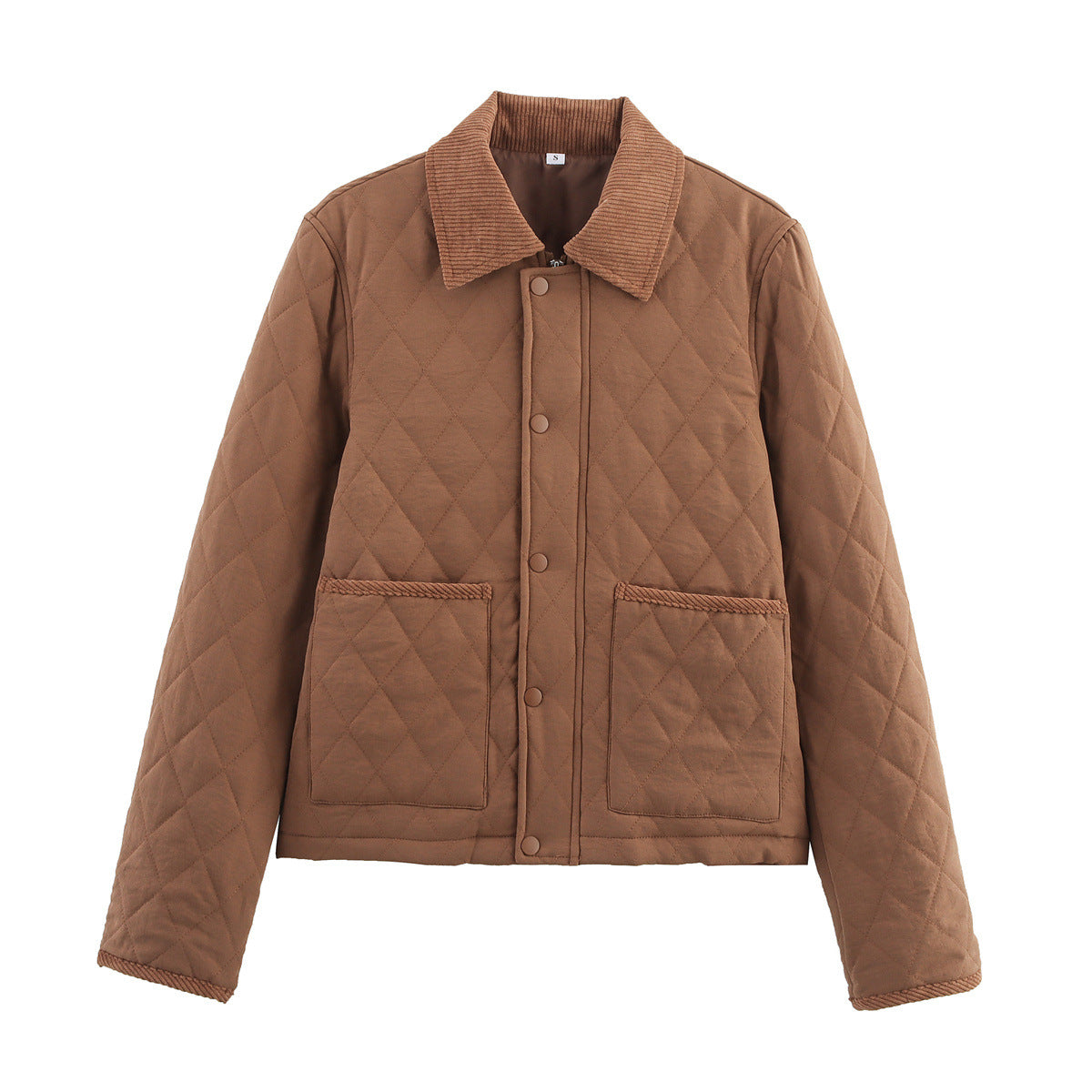 Women's Fashion Corduroy Collar Contrast Color Cotton Jackets