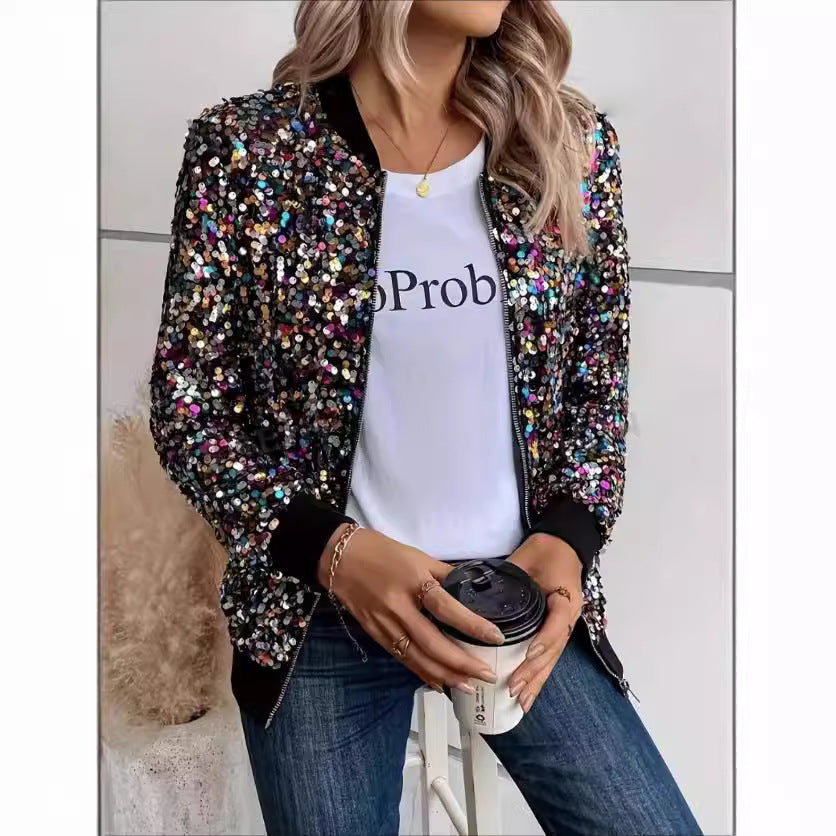 Women's Sequin Fashion Graceful Fashionable Color Long Coats