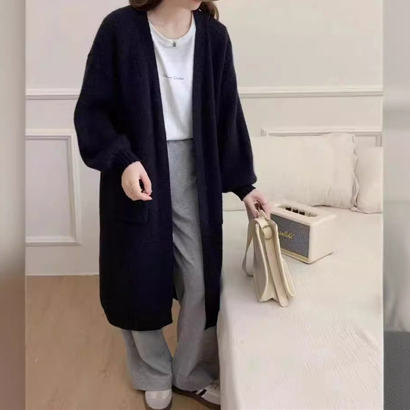 Women's Knitted Idle Style Loose Pure Color Long Women's Sweater