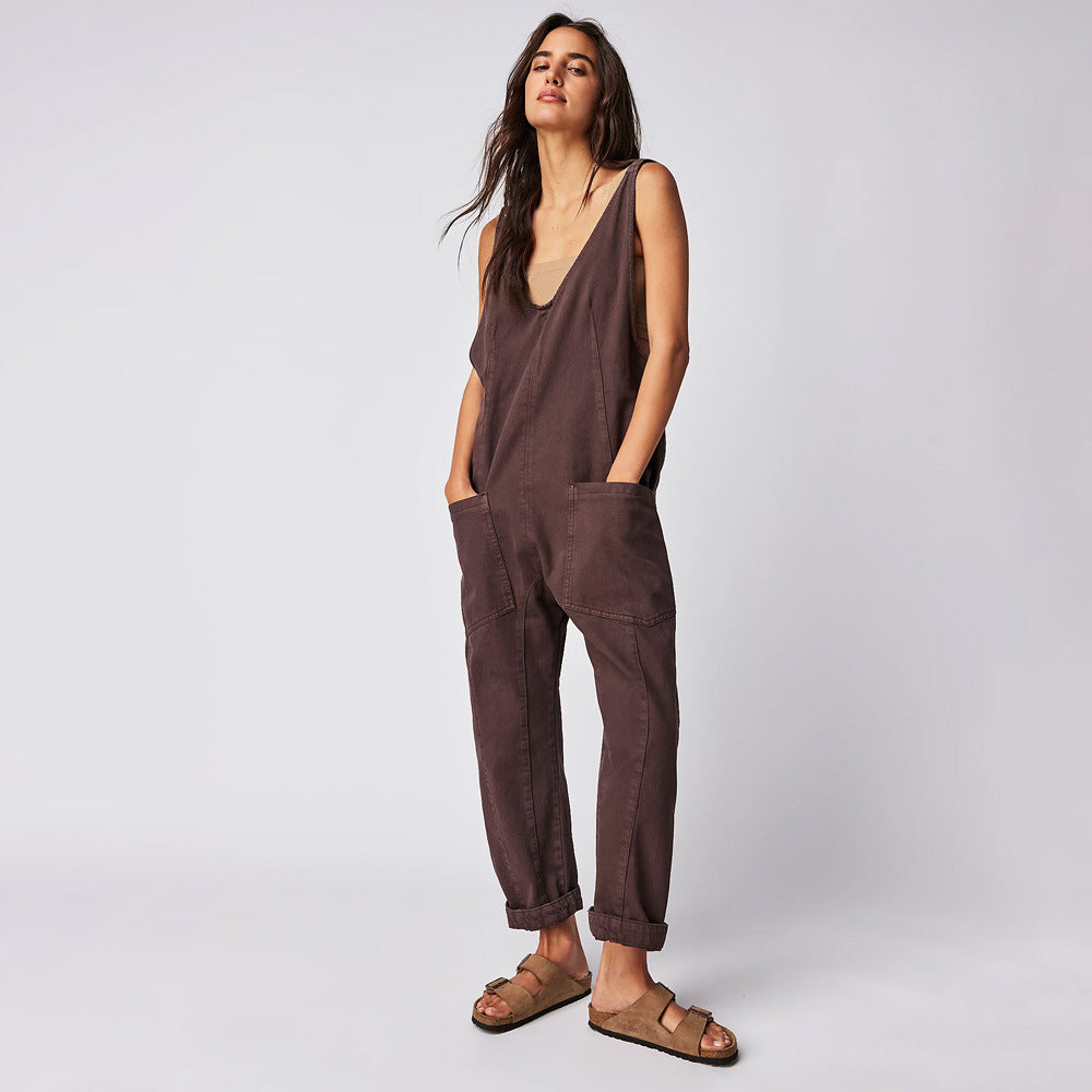 Pocket Sling Adjustable Strap Cowboy Siamese Jumpsuits