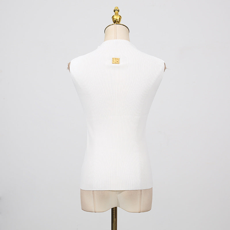 Women's French Simplicity Summer High-grade Temperament Commute Turtleneck Metal Blouses
