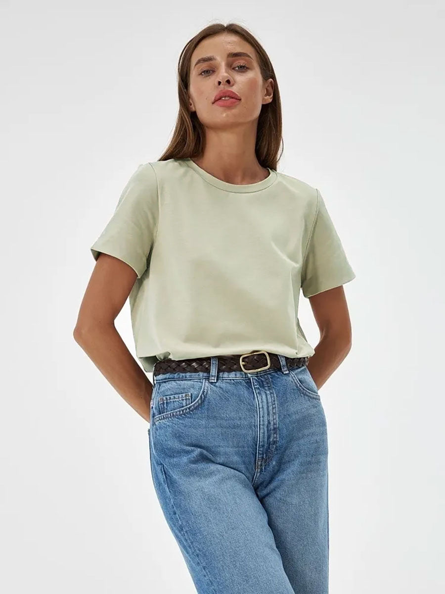 Women's Cotton Short-sleeved T-shirt Summer Fashion Home Versatile Round Neck Blouses