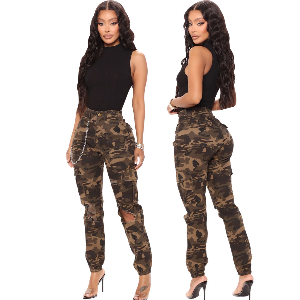 Fashion Slim Fit Camouflage Printed Comfort Casual Jeans