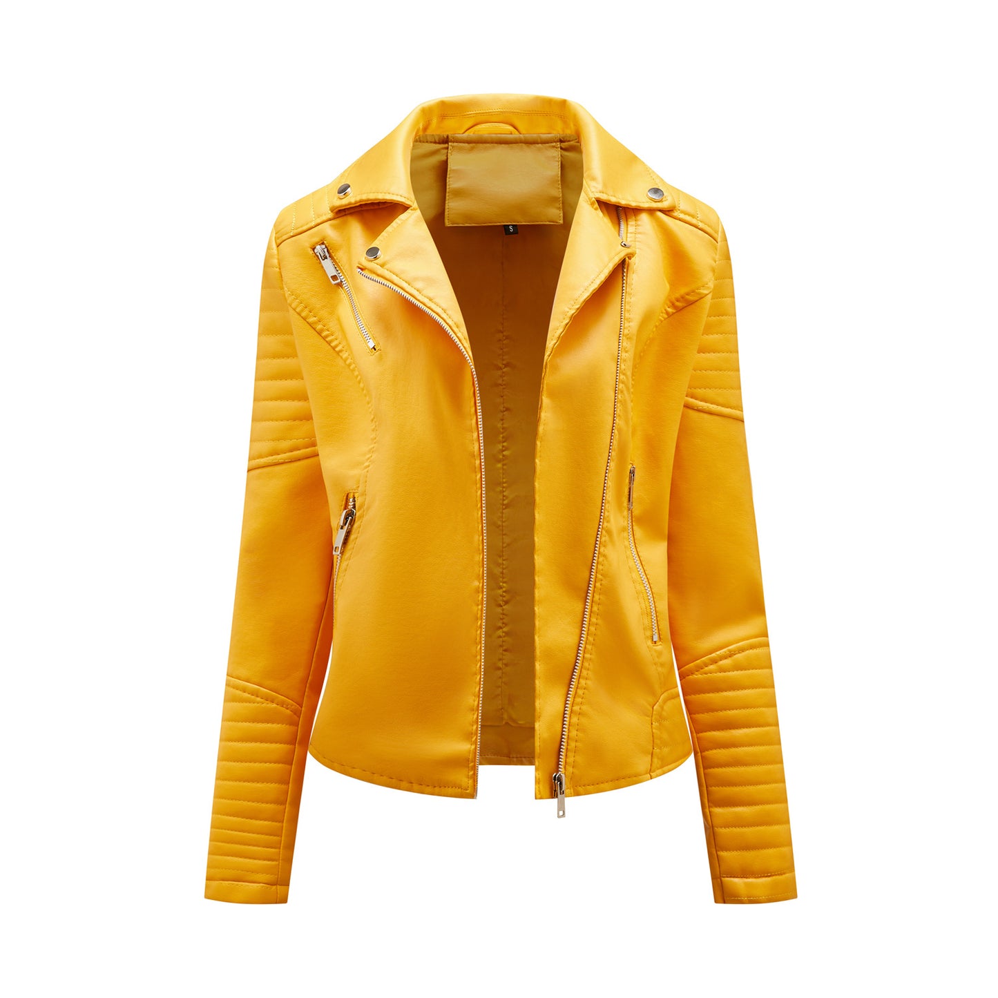 Women's Leather European Slim Lapel Motorcycle Oblique Jackets