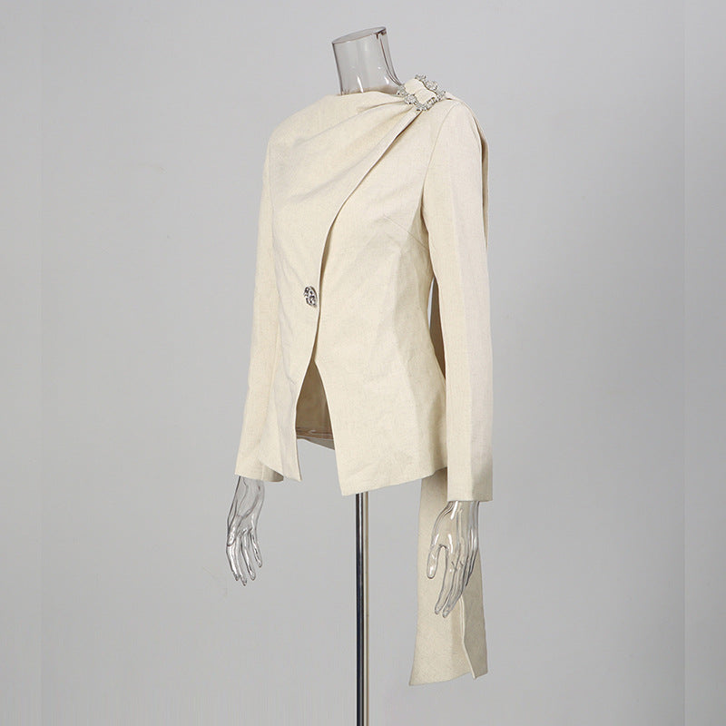 Women's Autumn Design Long Sleeve Stitching Irregular Blazers