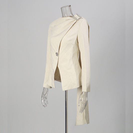 Women's Autumn Design Long Sleeve Stitching Irregular Blazers