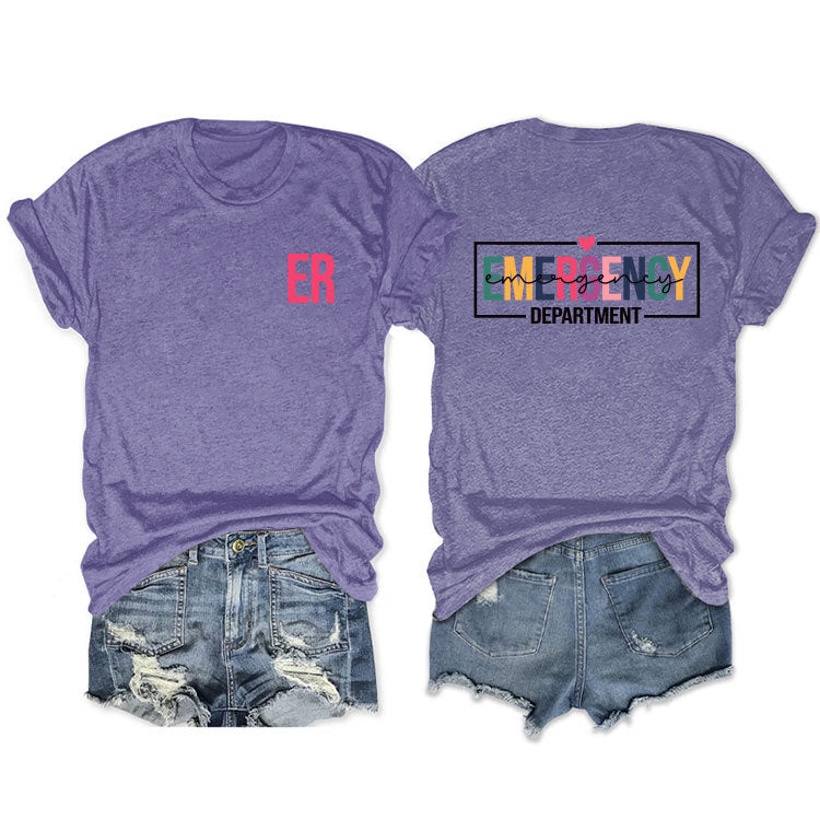 Double-sided Printed Short-sleeved Lettered Casual T-shirt Blouses