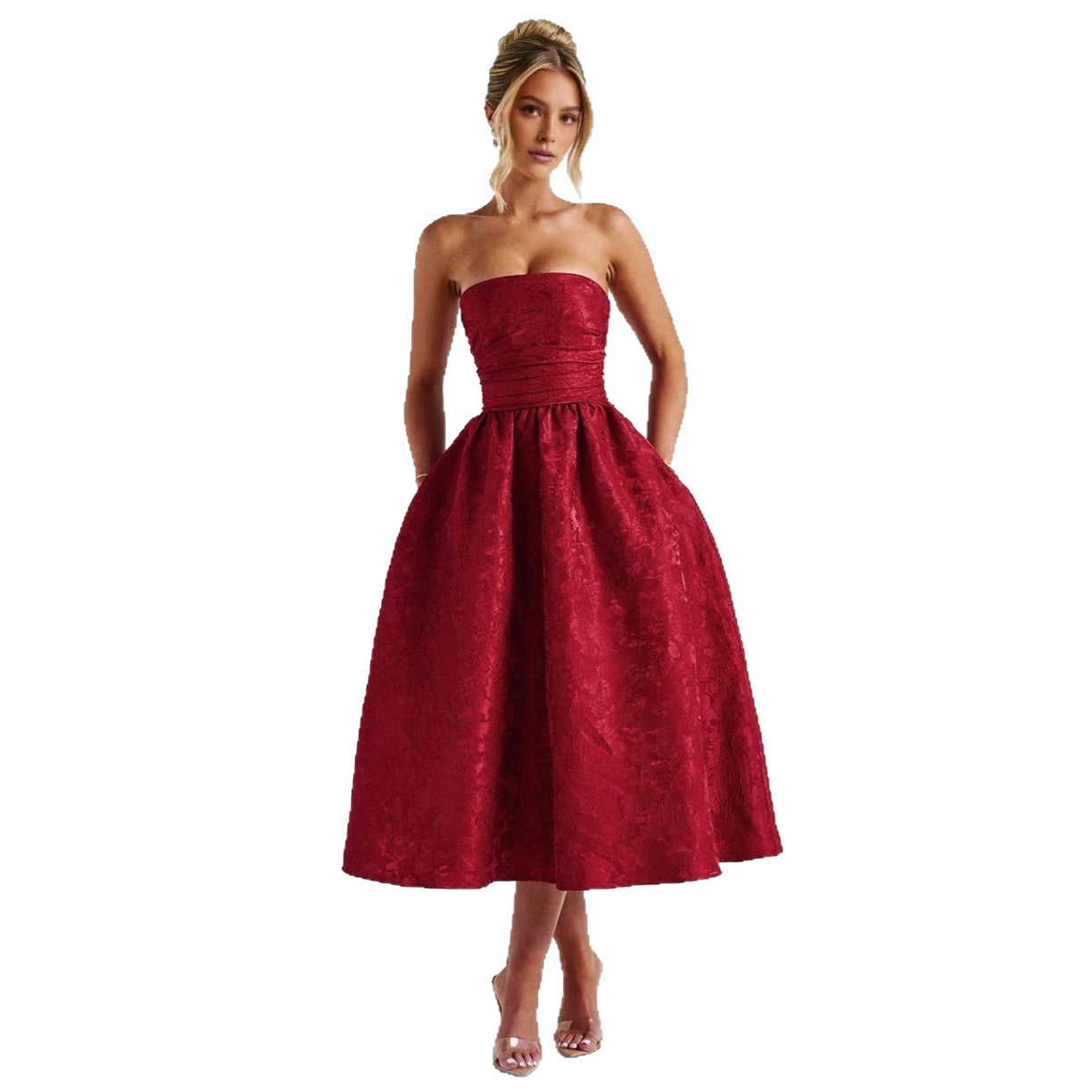 Dress Senior Elegant Jacquard Sleeveless Backless Dresses