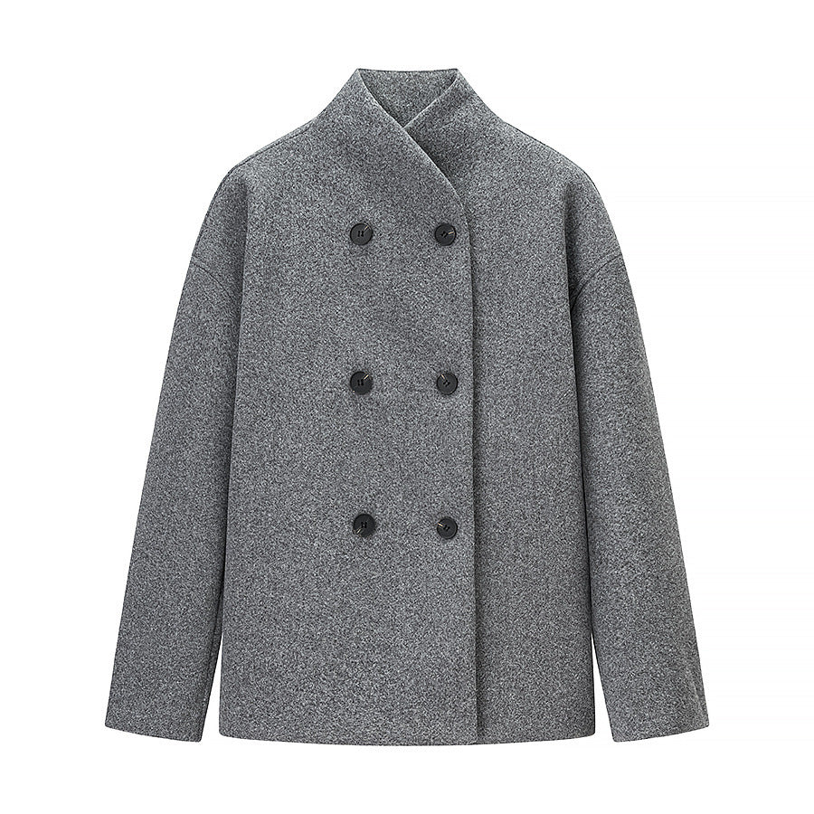 Women's Elegant Glamorous Fashionable Two-tone Woolen Coats