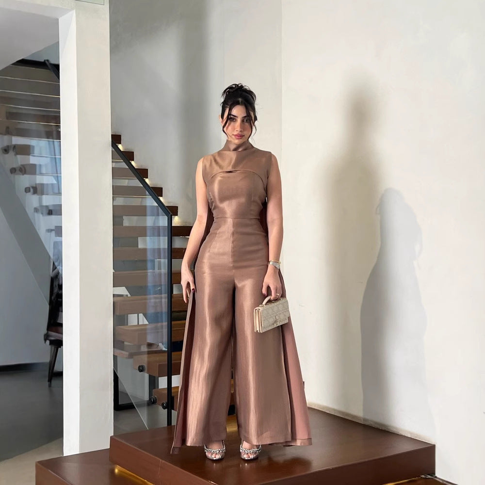 Button Elegant Retro Robe Two-piece Set Jumpsuits