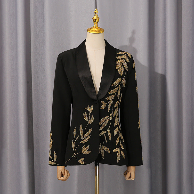 Women's Temperament Commute Style Fashionable Embroidered Small Coats
