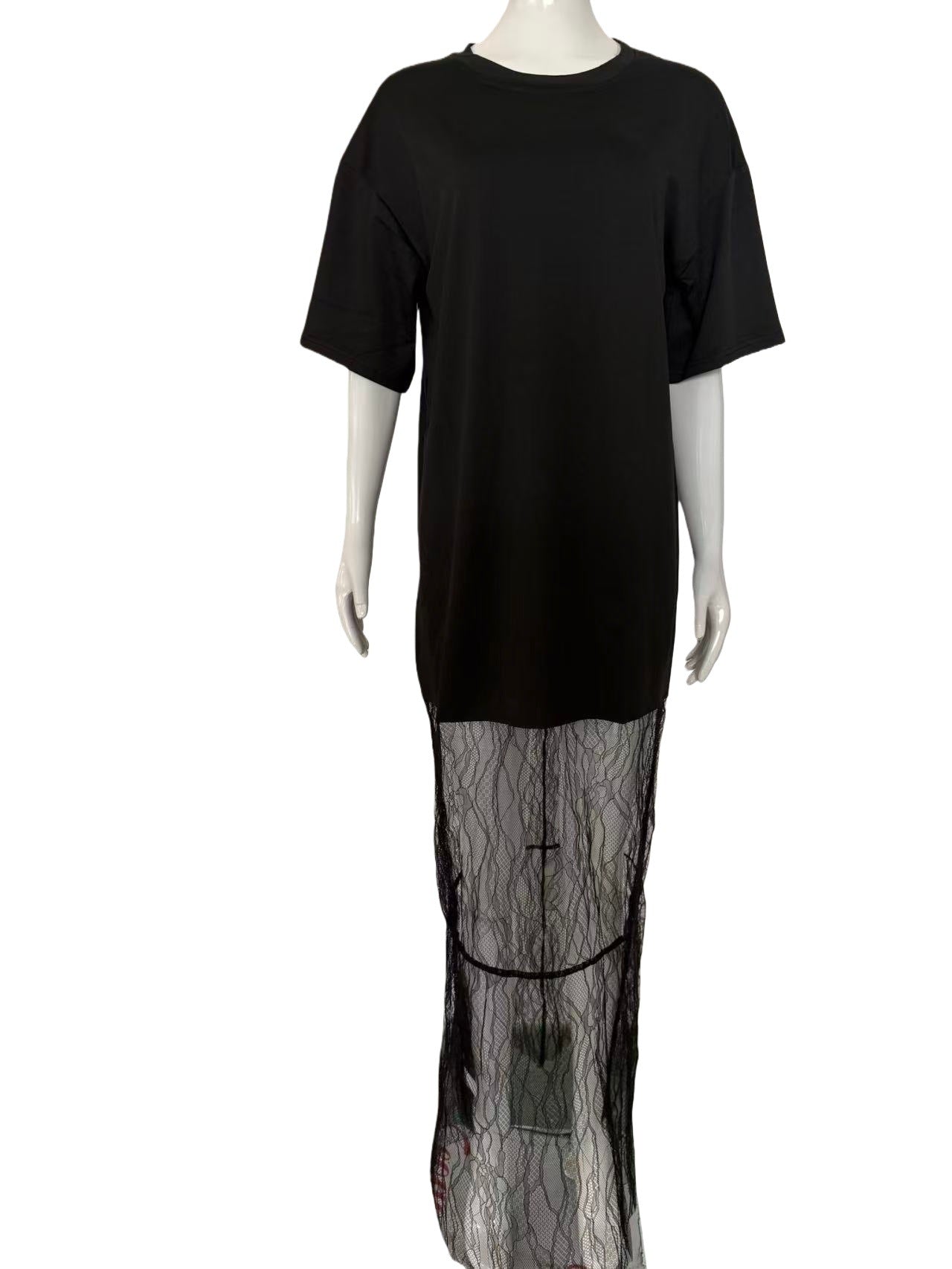 Women's Round Neck Stitching Lace Summer Niche Goddess Sweaters